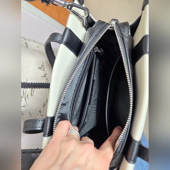 NWT CALVIN KLEIN Womens Off White Grey and Black Handbag with Crossbody Strap - Picture 13 of 14